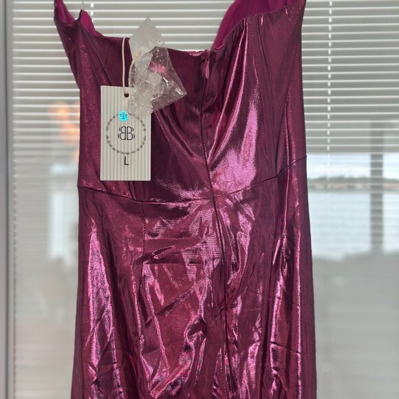 NWT Bella Barnett Bright Pink Metallic Gown Size Large Glam Evening Formal Dress - Picture 5 of 8